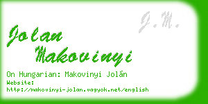 jolan makovinyi business card